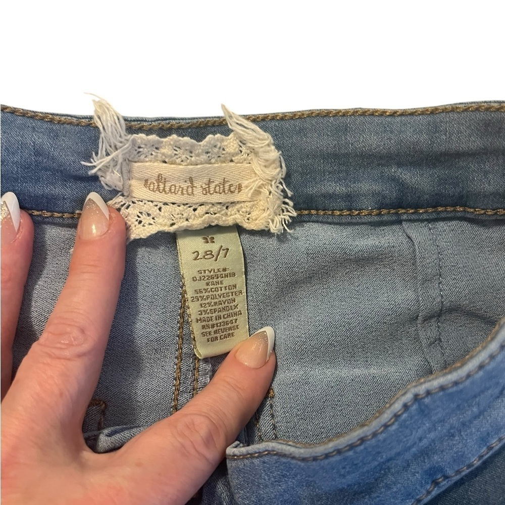 Altar'd State Blue Flare Jeans High Rise Frayed Hem Size 28 7 - Picture 9 of 11